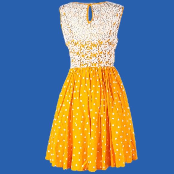 NWT $118 Anthropologie | Moulinette Souers | Polka Dot | Cotton Dress |Marigold - Picture 5 of 12